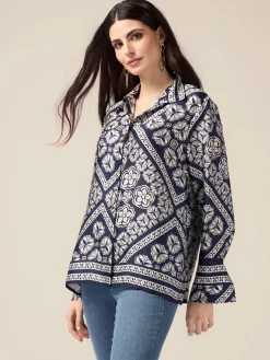 Camicia in raso fantasia