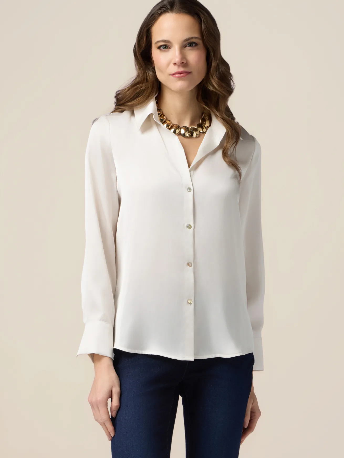Camicia in raso tinta unita