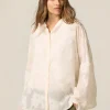 Camicia jacquard con collo alla coreana