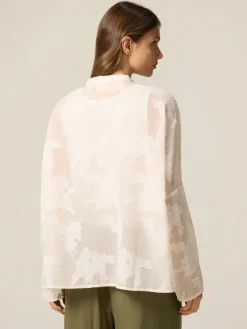Camicia jacquard con collo alla coreana