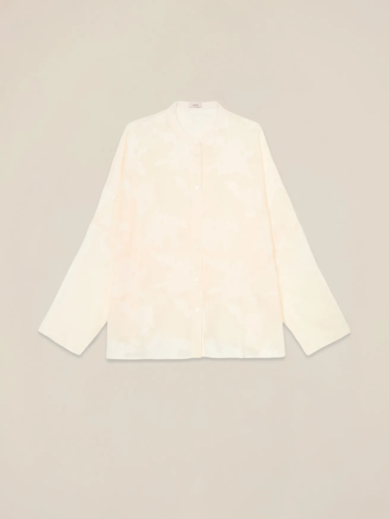 Camicia jacquard con collo alla coreana