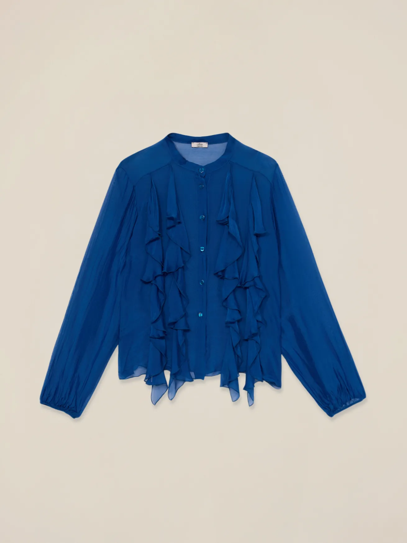 Camicia misto seta con volant