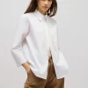 Camicia oversize in cotone con pizzo