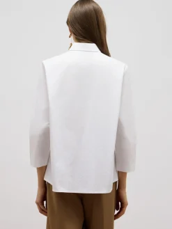 Camicia oversize in cotone con pizzo