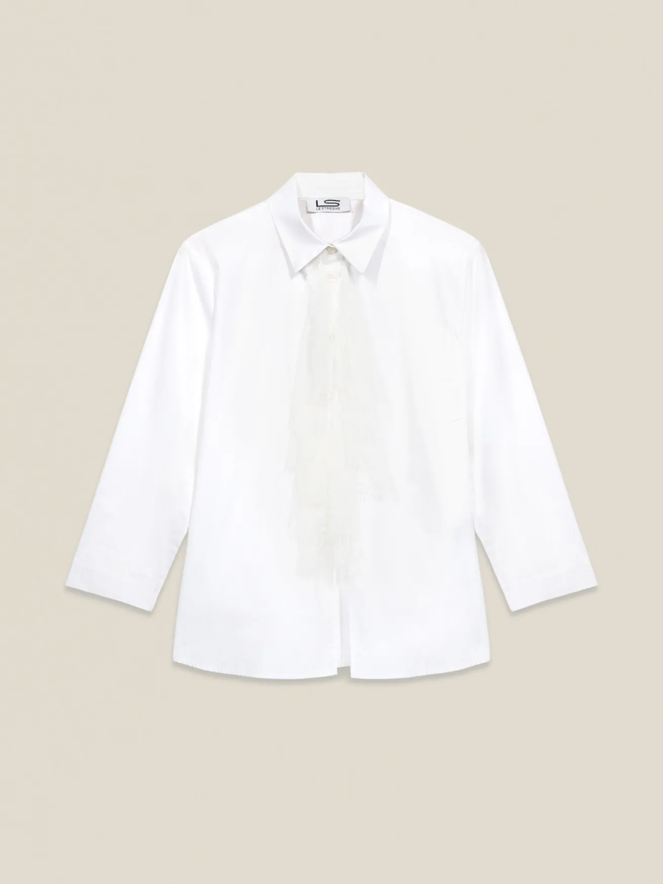 Camicia oversize in cotone con pizzo
