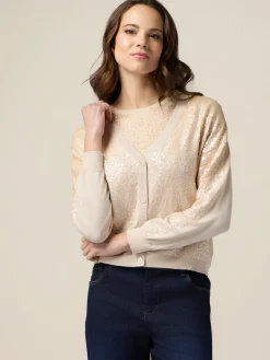 Cardigan con ricamo in paillettes