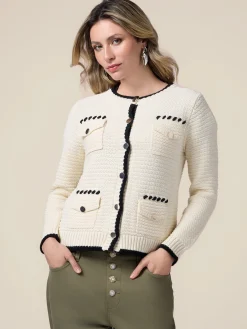 Cardigan con taschini e dettagli a contrasto