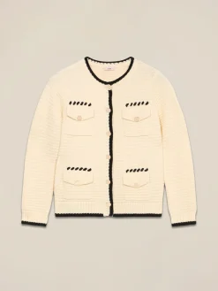 Cardigan con taschini e dettagli a contrasto