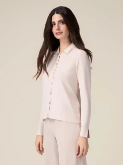 Cardigan in maglia fine con perle