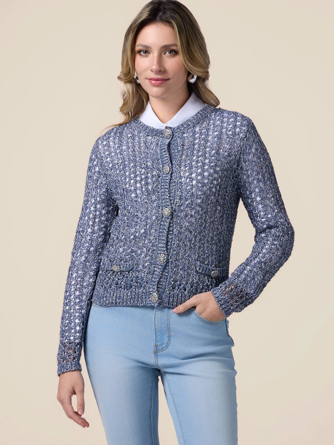 Cardigan in maglia traforata
