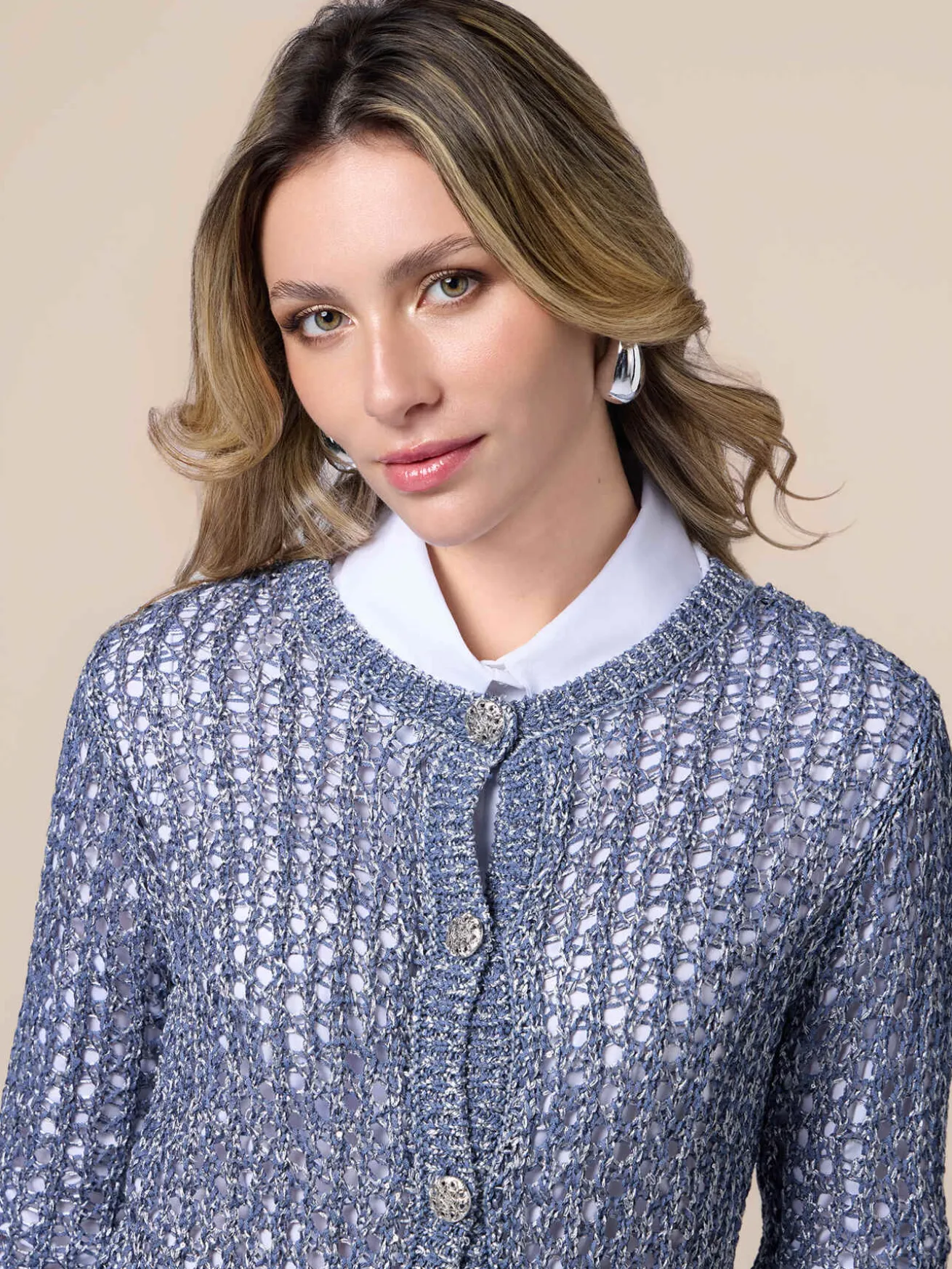 Cardigan in maglia traforata