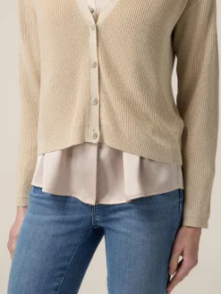 Cardigan lurex con bottoni gioiello