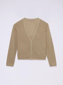 Cardigan lurex con bottoni gioiello