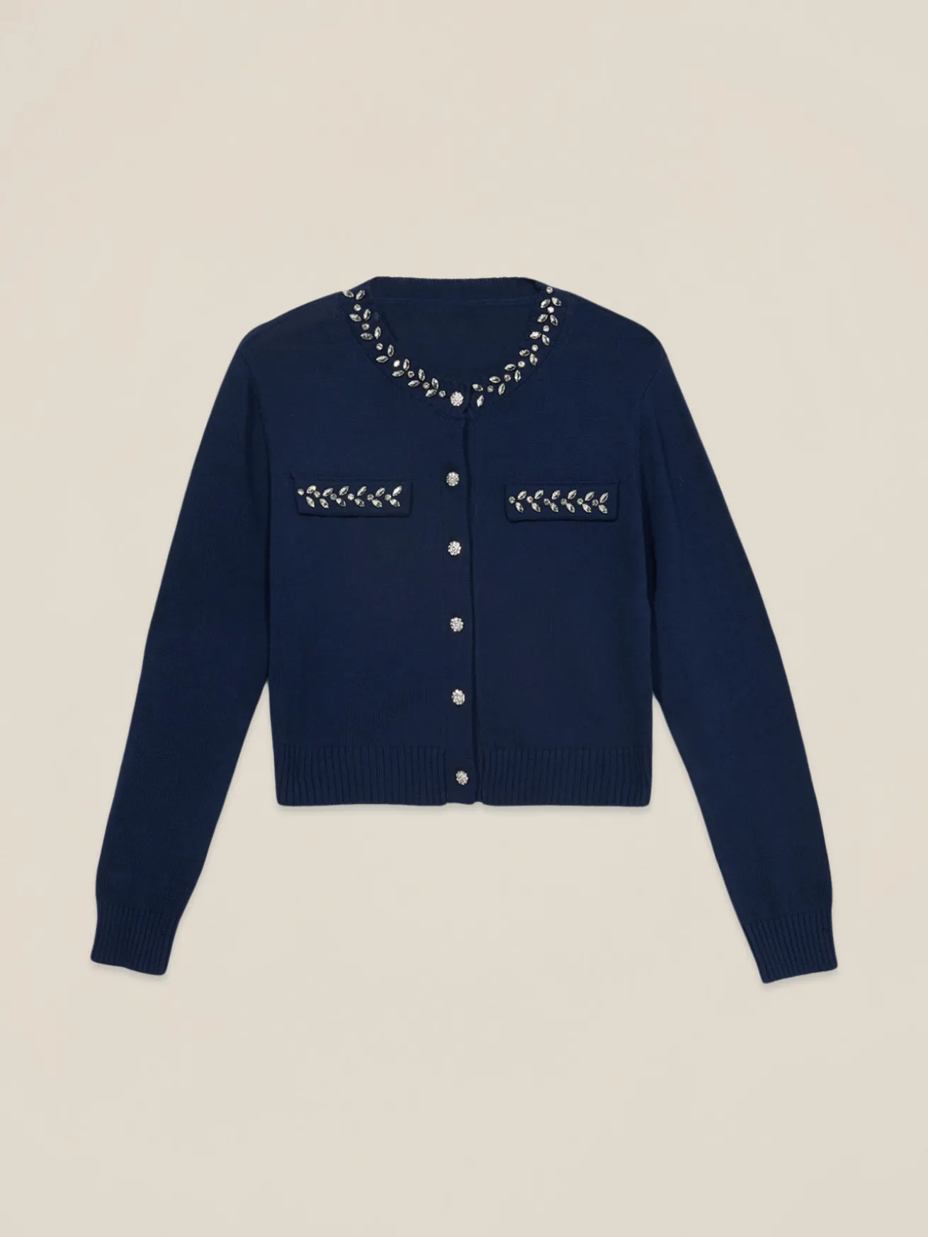 Cardigan misto cotone con dettagli gioiello