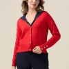 Cardigan misto viscosa con bottoni gioiello