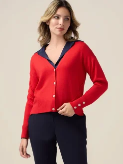 Cardigan misto viscosa con bottoni gioiello