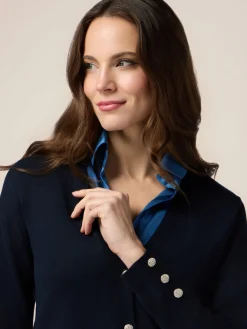 Cardigan misto viscosa con bottoni gioiello
