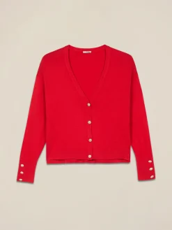 Cardigan misto viscosa con bottoni gioiello