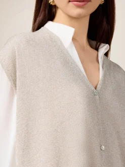 Cardigan senza maniche in filato lurex