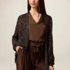 Cardigan traforato con paillettes