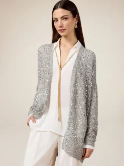 Cardigan traforato con paillettes