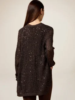Cardigan traforato con paillettes