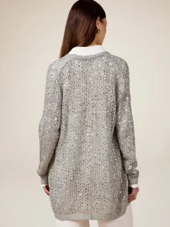 Cardigan traforato con paillettes
