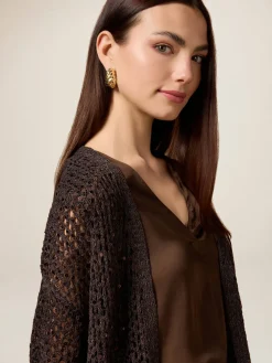 Cardigan traforato con paillettes