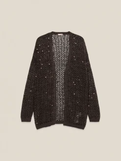 Cardigan traforato con paillettes