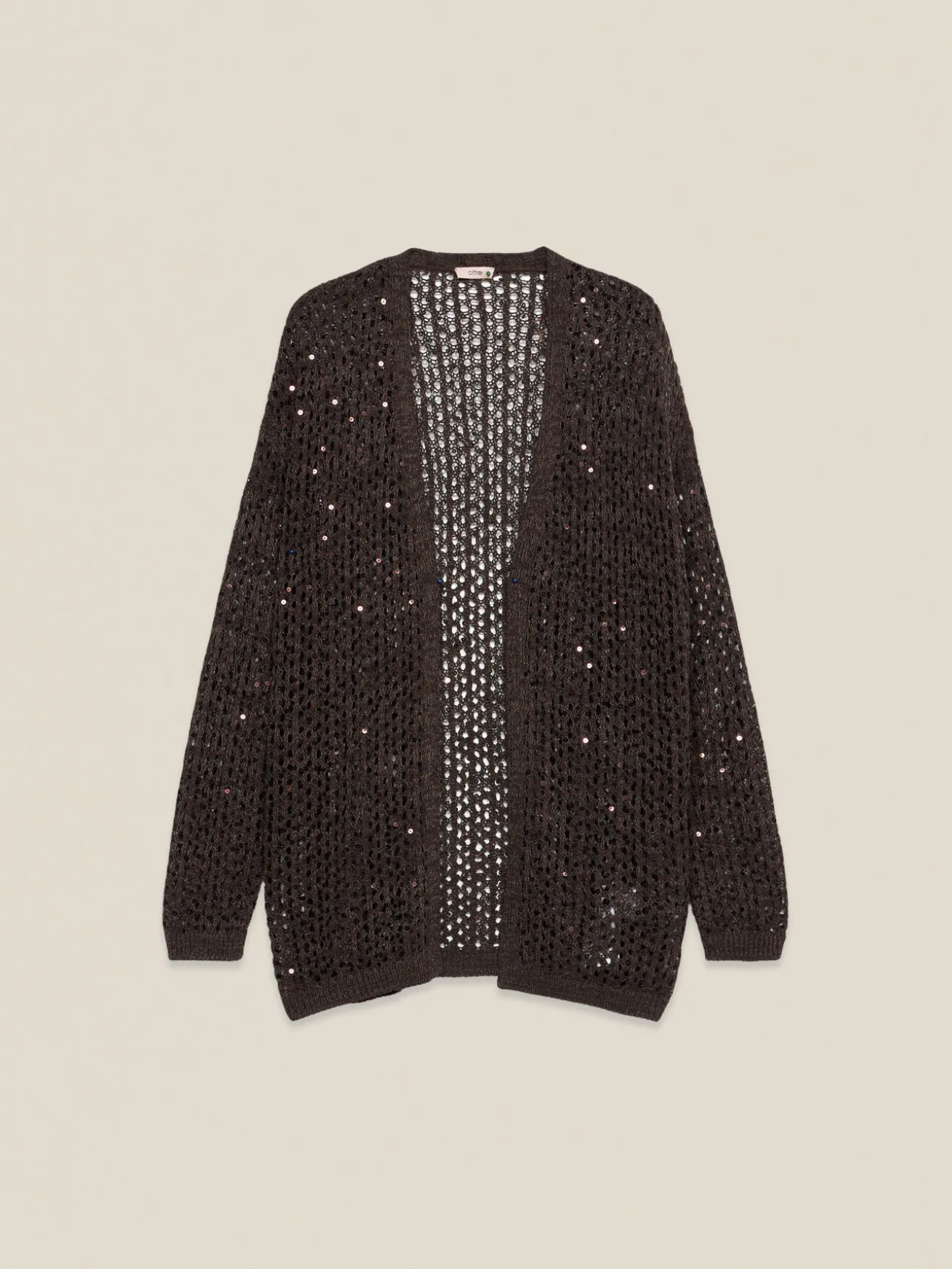Cardigan traforato con paillettes