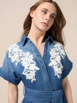 Chemisier in denim con ricami