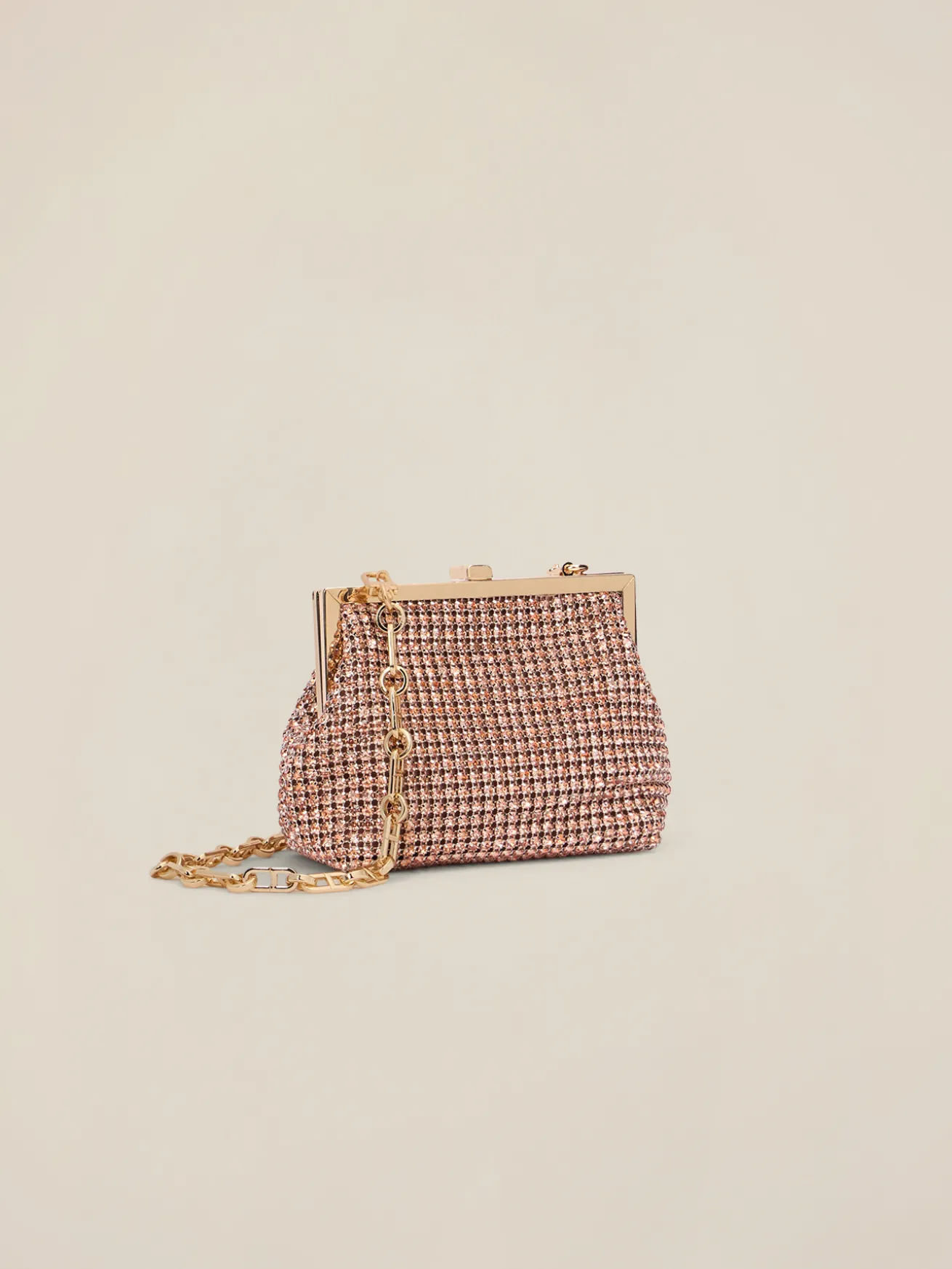 Clutch con cristalli e chiusura a scatto