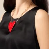 Collana metallica con maxi ciondolo a forma di cuore