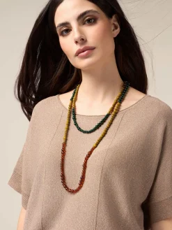 Collana multifilo con pietre e vetri