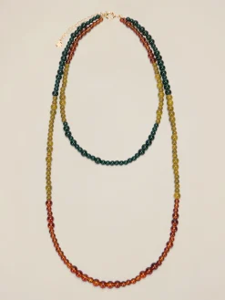 Collana multifilo con pietre e vetri