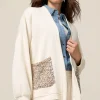 Felpa aperta soft touch con paillettes