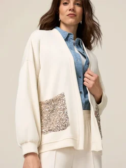 Felpa aperta soft touch con paillettes
