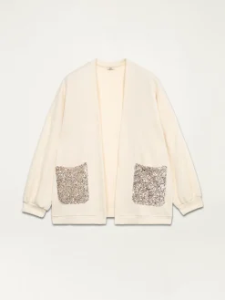 Felpa aperta soft touch con paillettes