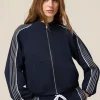 Felpa con zip e profili in pizzo
