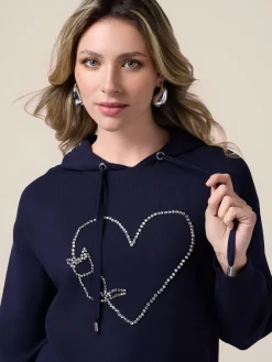 Felpa in maglia con ricamo gioiello