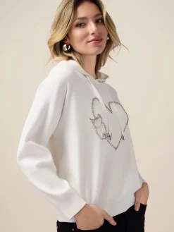 Felpa in maglia con ricamo gioiello