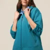 Felpa misto cotone con cappuccio e zip