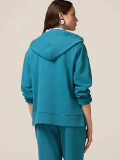 Felpa misto cotone con cappuccio e zip