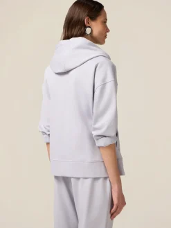 Felpa misto cotone con cappuccio e zip