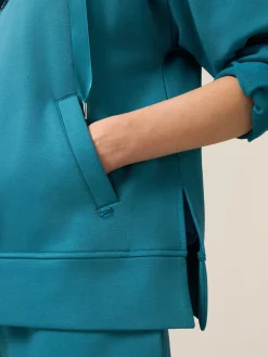 Felpa misto cotone con cappuccio e zip