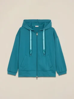 Felpa misto cotone con cappuccio e zip