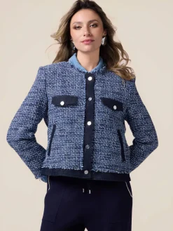 Giacca in tweed con dettagli in denim