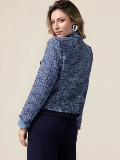 Giacca in tweed con dettagli in denim