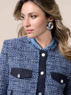 Giacca in tweed con dettagli in denim