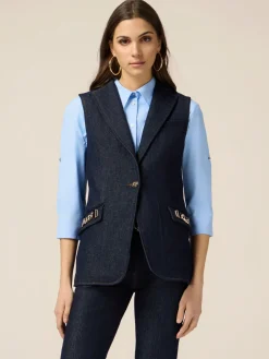 Gilet denim con catene metalliche
